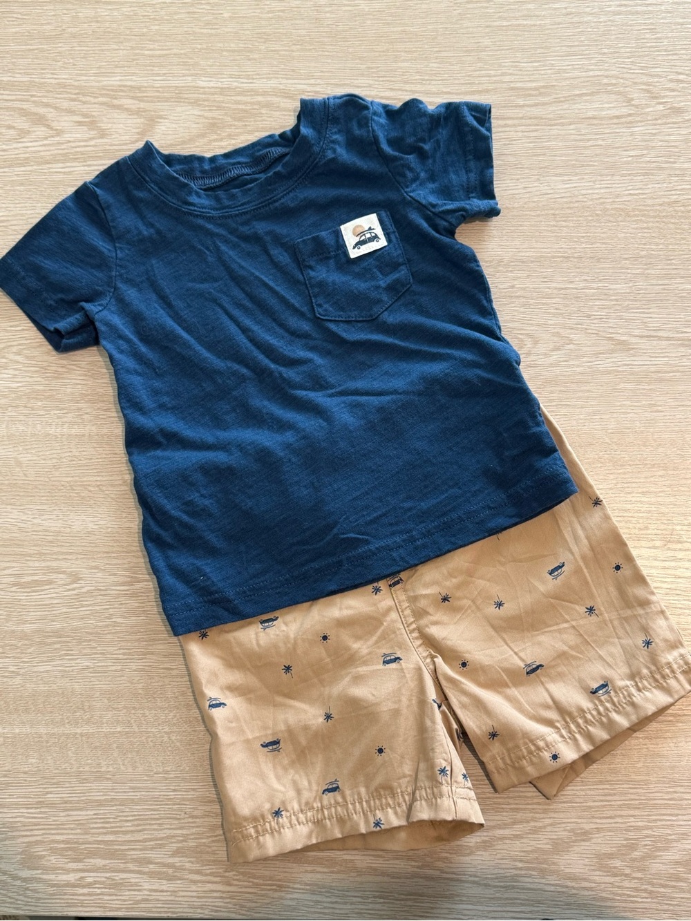 Carter's Khaki Shorts with Navy Accent Print